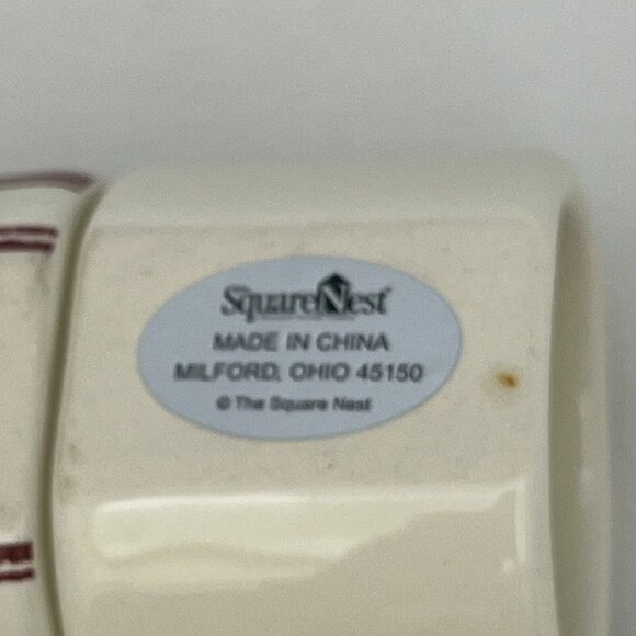 Vintage 2004 Square Nest Ceramic Napkin Rings Holders Christmas Tree Set Of Four - Picture 9 of 16
